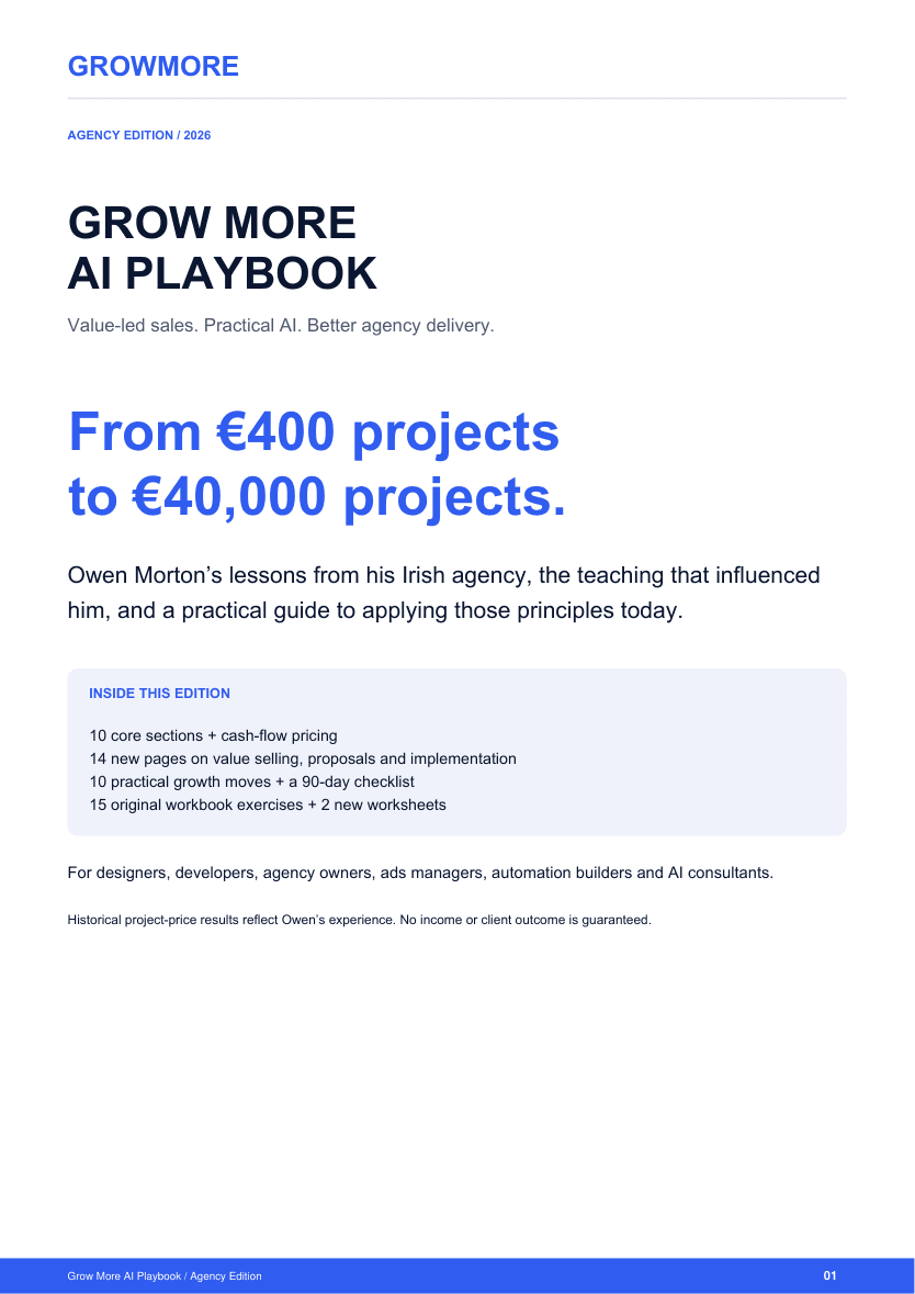 Grow More AI Playbook — the actual Agency Edition PDF cover
