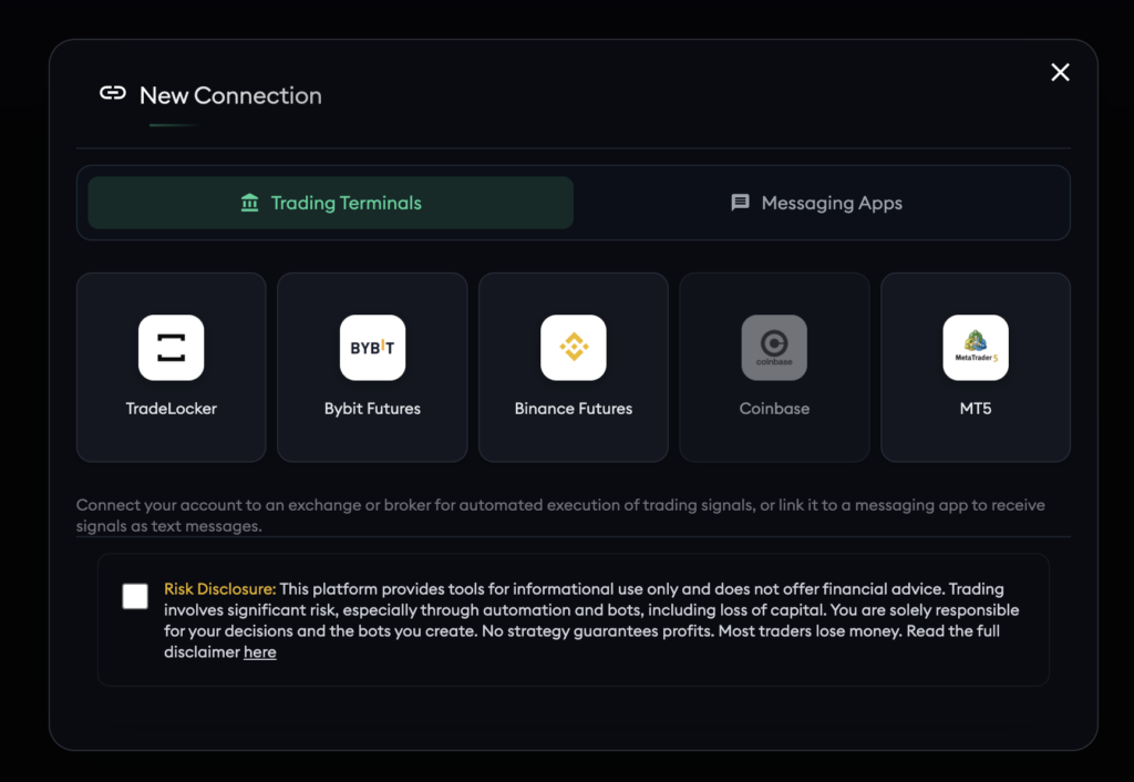 Account Types for TradesAI bot studio